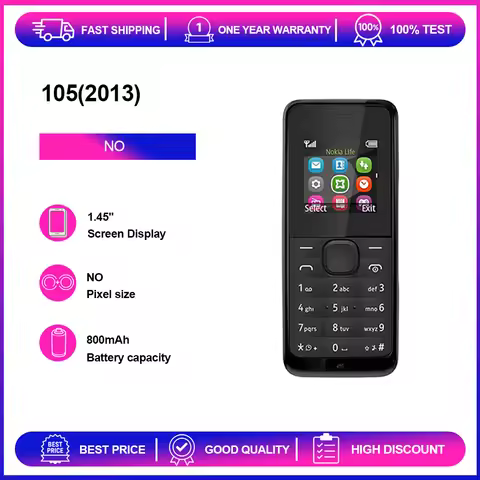 Unlocked Refurbished 105/1050（2013） Loudspeaker 1020mAh 2G Phone Russian Arabic Keyboard