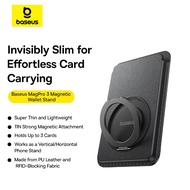 Baseus Magnetic Wallet Card Holder for iPhone 17 MagSafe PU Leather Phone Case with 360° Rotating St