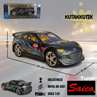 Mainan Miniatur Saico Diecast Mobil Sport Sedan Balap Mazda RX8 RX-8 Hitam Street Tuner