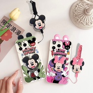 For iPhone 11 Pro Max XS Max XS X 3D Cartoon Mickey Minnie Mouse Soft TPU Phone Holder Case With Nec