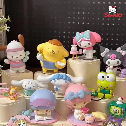 In Stock New Genuine Sanrio Characters Cozy Time Series Blind Box Model Little Twin Stars Kuromi Mel