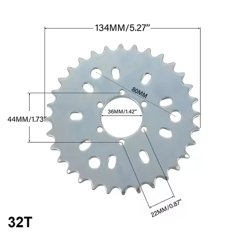 32T Wheel Sprocket 32 Tooth Fit 49cc 50cc 66cc 80cc Motorized Bicycle Bike Moped Fit 415 Chain 9 Hol