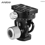 Andoer VH-10 2 Way Pan/Tilt Tripod Head Panoramic Bird Watching Photography Head with Quick Release Plate 3 Bubble Level Carry Bag Replacement for Sirui L10 RRS MH-02