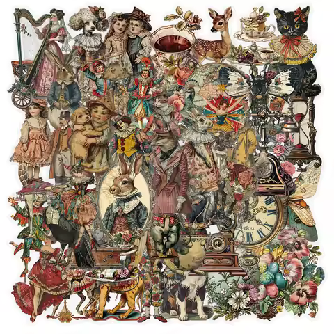 30/50PCS British Retro Victorian Era Stickers Computer Handbook Phone Diary Skateboard Guitar Decora