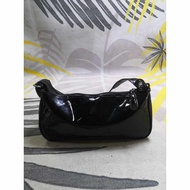 Glossy Black Baguette Bag