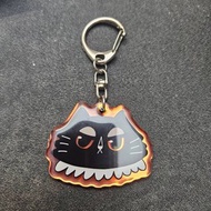 \特別版/ 大頭黑貓 滴膠 壓克力 吊飾 鑰匙圈