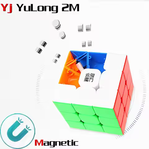 YJ Yulong 3X3 V2 M Magnetic Magic Speed Cube Stickerless Professional Fidget Toys Yulong V2M Cubo Ma