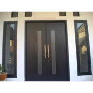 pintu utama kayu jati minimalis kusen+ 2 daun pintu
