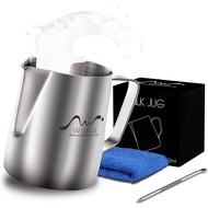 Stainless Steel Milk Frothing Pitcher, 12oz/350ml Milk Coffee Cappuccino Latte Art Frothing Pitcher 