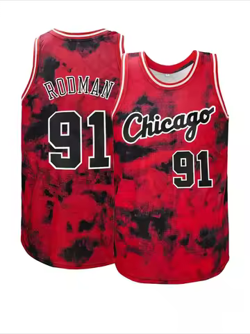 The Latest Dennis Rodman # 91 Chicago Basketball Jersey for Men and Women in 2027, 3D Printed for Fa