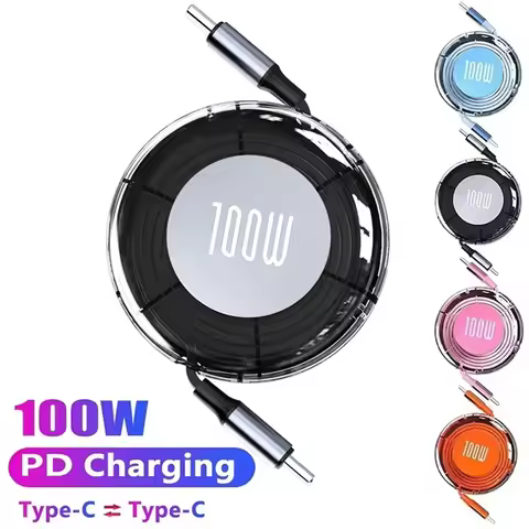 100W PD USB Type C To Type C Data Cord USB C To Type C Retractable Fast Charging Cable For iPhone Hu