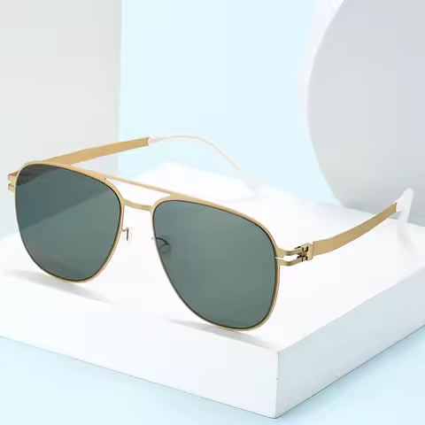 Stainless Steel Sunglasses High Definition Sunshade Glasses CALEB Men's Large Frame UV Protection Pi