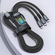 100W 3-Head Fast Charging Cable, 1m2 Long, Supports 3-in-1 Fast Charging, Anti-Breakage, Anti-Tangle