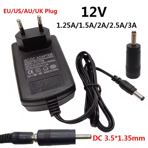 12V DC3.5mm 3.5x1.35mm AC/DC Adaptor Power Adapter 12 Volt 1.5A 2A 2.5A 3A 12 V Adaptador 12v 2.5a P