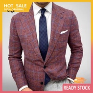 HH Men Suit Coat Men Lightweight Suit Coat Stylish Plaid Print Men's Suit Jacket for Spring Autumn P