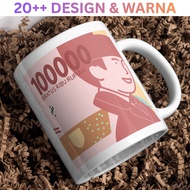 Rupiah & USD Money Mug – Design 100k, 50k, 20k, Custom Unique Funny Collector's Gift