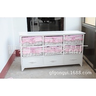 Bedroom Solid Wood TV Cabinet Drawer White Fashion Drawer Type Multi-Layer Audiovisual TV Cabinet Ca