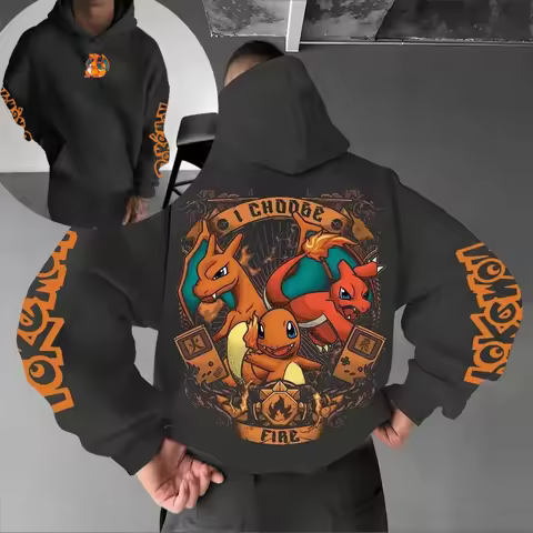 Pokemon Animation Derivatives Men's and Women's Summer Fashion Oversize Hoodie and Sweatpants Popula