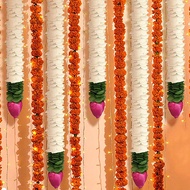 6 Pcs 30 Inch Diwali Decorations Artificial Jasmine Garland With Lotus Buds Pooja Decoration Traditi