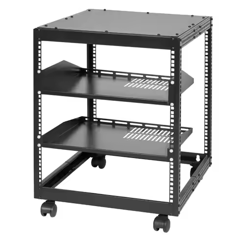 12U Open Frame Server Rack, 15''-40'' Adjustable Depth, Free Standing or Wall Mount Network Server R