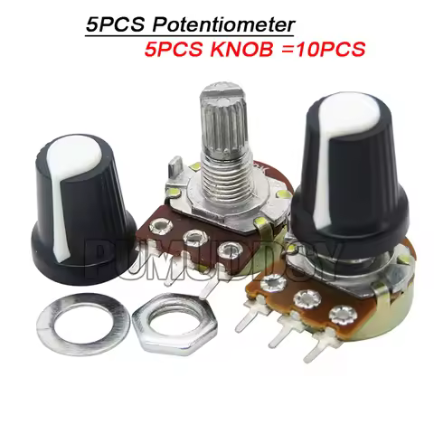 5 Sets WH148 1K 10K 20K 50K 100K 500K Ohm 15mm 3 Pin Linear Taper Rotary Potentiometer Resistor For 