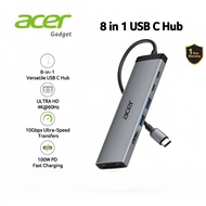 Acer ฮับ USB 8IN 1 Usb C ฮับ10Gbps USBC เพื่อหัวแปลงสัญญาณ HDMI 4K 60Hz 2 × USB-C 3.2 2 ×USB A การถ่