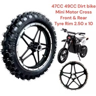 47CC 49CC Mini Motor Cross Rim Tyre Front Rear Mini Dirt Bike Tyre 2.50x10 2.50-10 Rim