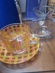 二手 玻璃壺杯組 獨享杯盤組+獨享沖泡壺