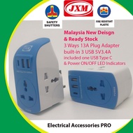 【 3 way 3 USB 5V3.4A Type C Adapter 】3pins Socket built-in 3USB  Universal Plug Adapter