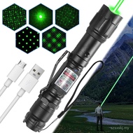 [2 Packs] Green Light Flashlight Rechargeable, Long Range Adjustable Focus Tactical Beam for Outdoor
