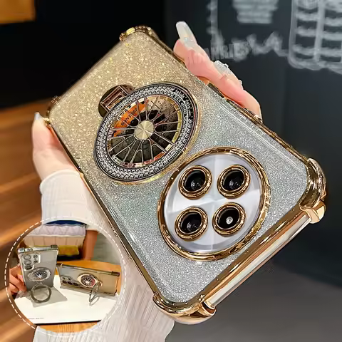 Redmi14c Plating Rotate Holder Silicone Case For Xiaomi Redmi 14c 13 13c 12 12c 10 10a 10c 9 9c Redm