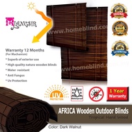 MYLANGSIR Bidai Kayu / Wooden Outdoor Blinds 7 Feet (Height) / 100% Tropical Hard Wood / Dark Walnut