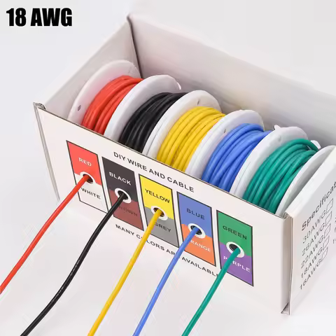 18 AWG Stranded Electrical Wire 18 Gauge Tinned Copper Wires Flexible Silicone Electric Hookup Wire 