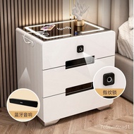 ‍🚢Smart Bedside Table Simple Modern European Style Multi-Function Wireless Locker Storage Cabinet Bedroom Locker Bedside