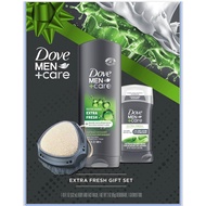 Dove Men+ Care Gift Set – Dove Face + Body Wash, Dove Antiperspirant, Clean Dual-Sided Shower Tool
