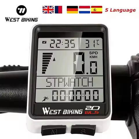 WEST BIKING 5 Language Wireless Waterproof Multifunctional Bicycle Computer Cycling MTB Odometer Roa