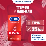 Durex Fetherlite Kondom Super Tipis Kondom Aman Pria 12s (6 pcs) - Condom with Lubricant