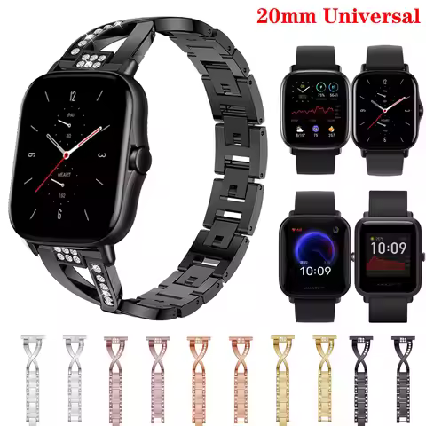 For Huami Amazfit GTS 2 / mini POP Amazfit Bip U Stainless Steel Strap band Replacement 20mm Watchba