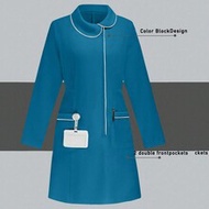 Simple Solid Color Long Sleeve A-Line Nurse Dress Set Scrub Set Nurse Dresses Scrub Tops Scrub Botto