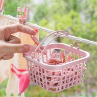 HUAYUEJI 30Pcs Clothes Pegs, With Basket Windproof Laundry Clothespin, Small Plastic Hanging Pegs Cl