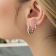 3CZ  3 Pasang Subang Stud Perak Sterling Bersadur CZ