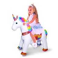 WondeRides Ride on Unicorn Plush Horse Toy for Girls Walking Animal Giddy up Pony Cycle Medium Size