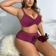 PARIFAIRY Plus Size Bra Set for Women Big Size Underwire Underwear Set Plain Unlined Thin Lingerie S