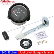 Universal 2" 52mm Fuel Level Gauge Auto Car Meter Fuel Float Sensor 240-33 ohm White LED Light Point
