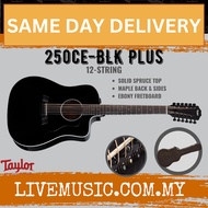 Taylor 250ce Plus 12-string Acoustic-Electric Guitar w/Case, Black