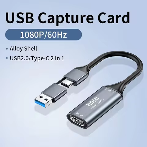 4K USB C Video Capture Card 2 in 1 Type C USB 2.0 Grabber Record Adapter 1080P 60fps HDMI to USB/USB