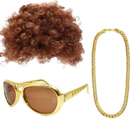 Halloween Carnival Hippie Outfit Hair Sunglasses Peace Label Necklace 3 Pieces Hip Hop Outfit
