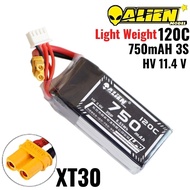 Alienmodel 3S HV 11.4V 750mAh 120C Lipo Battery with XT30 Plug AL750/120-3S