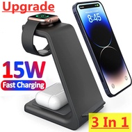 15W 3 In 1 Wireless Charger Stand For iPhone 14 13 12 11 XS XR X 8 Fast Charging Dock Station for Apple Watch 8 7 Airpods Pro
