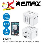 REMAX RP-U23 UNIVERSAL CHARGER ADAPTER WITH USB C + USB A (12W) MULTIPLE ADAPTER FOR TRAVEL CHARGER PLUGS